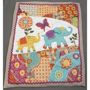 Levtex Zahara Elephant Nursery Baby Blanket Quilt Crib Comforter Boho Floral